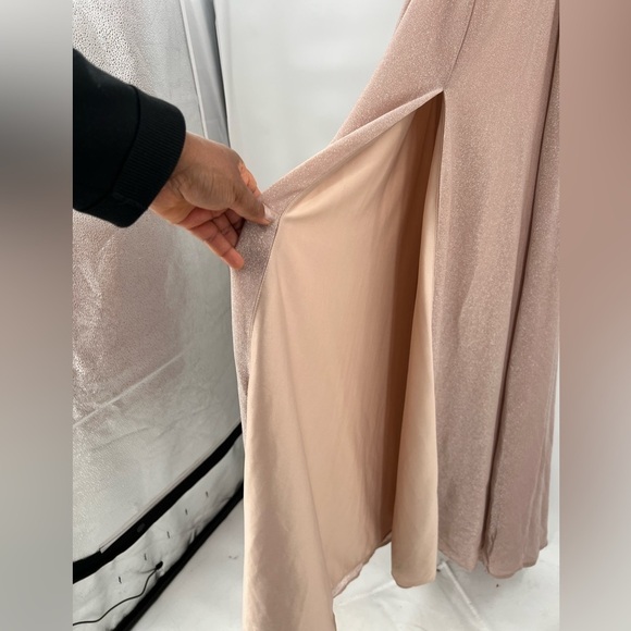 Fancy Schmancy pink halter shimmer maxi dress size 2 - Picture 3 of 7